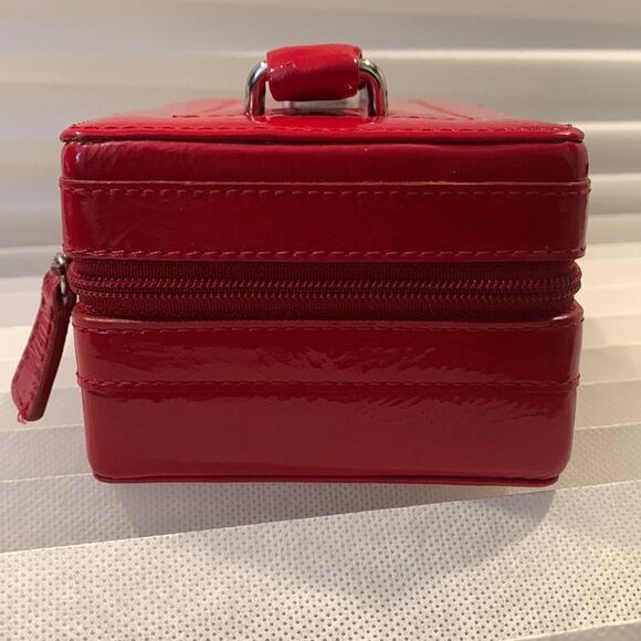 NORDSTROM jewelry box patent leather zip closure top handle divided compartment - Picture 4 of 15
